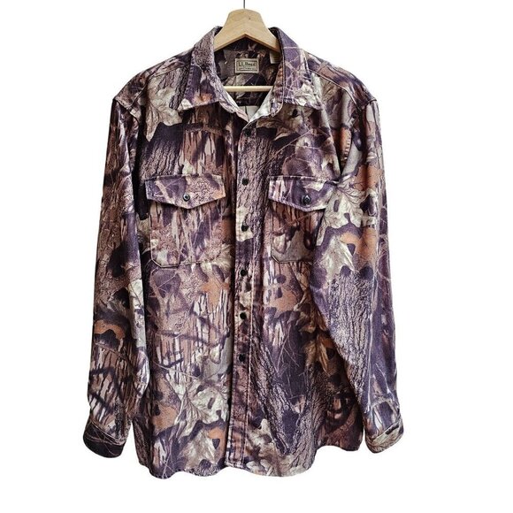L.L.Bean Men's Camouflage Button-Up Shirt, Loose Fit, Long Sleeves, Size Large - Picture 3 of 12